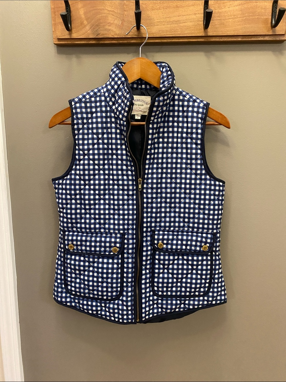 Cambridge Dry Goods Navy and White Gingham Quilted Vest